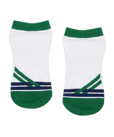 Move Active Classic Low Rise Grip Socks - Preppy Volley Ace, Green & Navy