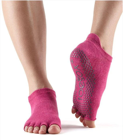 Toe Sox Half Toe Low Rise Grip Socks Fuschia
